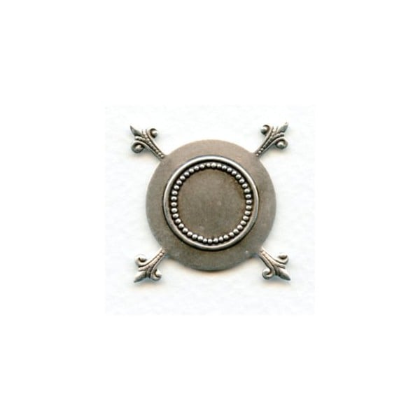 Flat Turtle Setting 24mm Base Oxidized Silver (6)