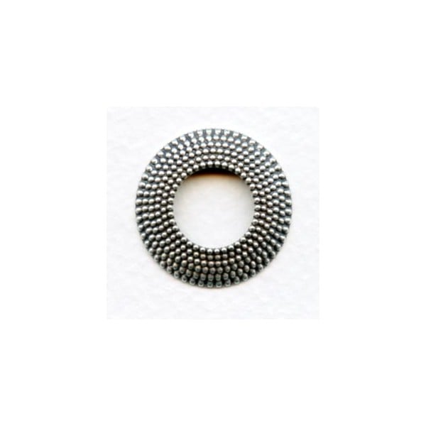 Nailhead Texture Round Frames Oxidized Silver 25mm (6)