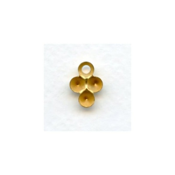 ^Pearl Cup Pendants with Loop 4mm Stones Raw Brass (12)