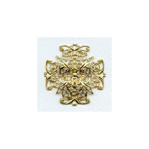 Ornate Filigree 47mm Cross Shape Raw Brass (1)