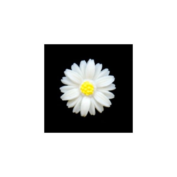^Carved Daisy Resin Cabochons 19mm (2)