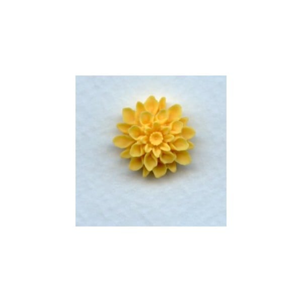^Simple Yellow Carved Flower Resin Cabochons 18mm (2)