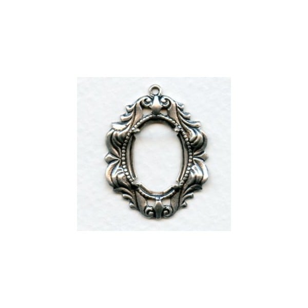 Fancy Flowing Design Setting 18x13mm Oxidized Silver