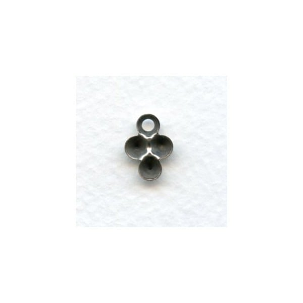 Pearl Cup Pendants with Loop 4mm Stones Oxidized Silver (12)