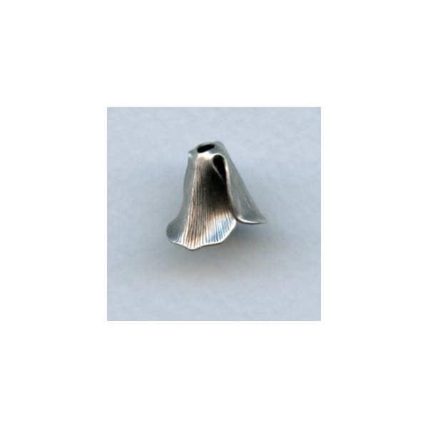 Textured Petal Flower 12mm Bead Caps Oxidized Silver (6)
