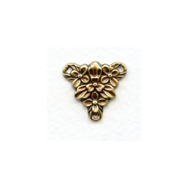 Forever Flowers 3 Loop Connectors Oxidized Brass (4)