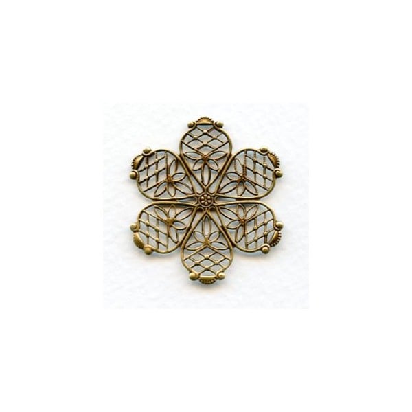 ^Filigree Flower Shape Oxidized Brass 35mm (1)
