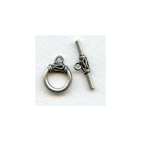 Bar and Toggle Clasp Oxidized Silver Plated Pewter