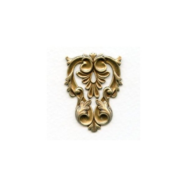 Triangle Stamping Leaf Details Flat Oxidized Brass (1)