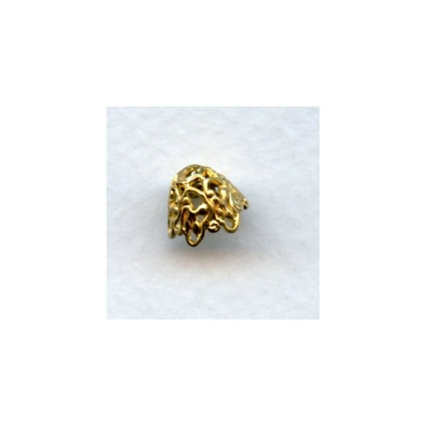 Elaborate Cone Filigree Bead Caps Raw Brass (6)