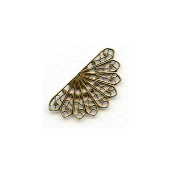Filigree Fan Shape Oxidized Brass 34mm (6)
