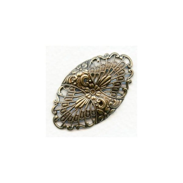 European Filigree Oval Oxidized Brass 46mm (1)