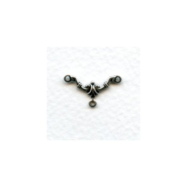 Three Loop Deco Style 18mm Connectors Oxidized Silver (6)