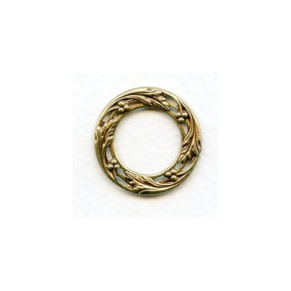Leaves Berries Porthole Settings Oxidized Brass 27mm (6)