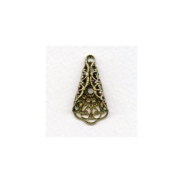 Filigree Ornate Fan Fold 29x15mm Oxidized Brass (2)