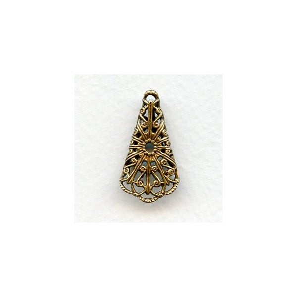 Filigree Ornate Fan Fold 29x15mm Oxidized Brass (2) - Image 2