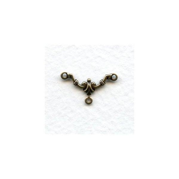 Three Loop Deco Style 18mm Connectors Oxidized Brass (6)