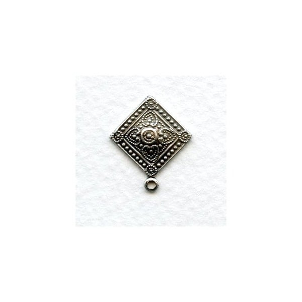 Ornate Squares with a Loop Oxidized Silver 18mm (6)