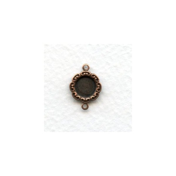 ^Ruffled Edge Setting Connectors 7mm Oxidized Copper (12)