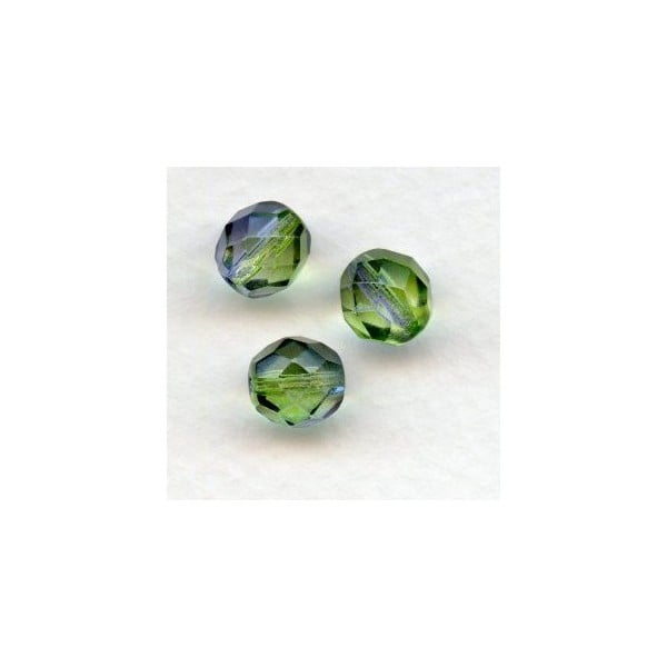 Peridot and Violet Glass Faceted Beads Round 8mm