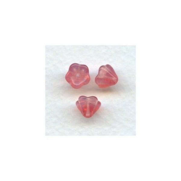 Opal Rose Czech Glass Bead Caps Tulip Beads 6x8mm (24)