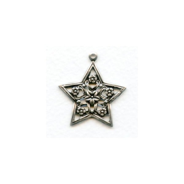 Floral Star Pendant Oxidized Silver 31mm (4)