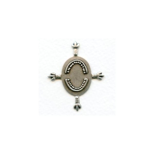 Flat Turtle Setting Base Oxidized Silver 25x18mm (3)