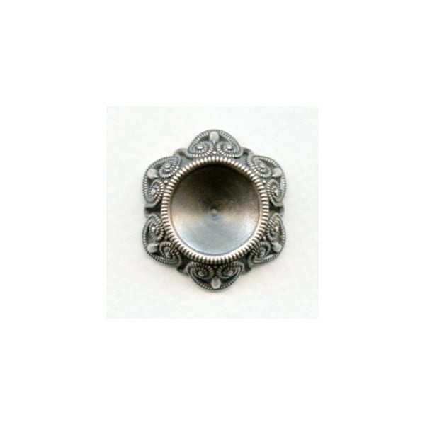Setting for 14mm Rivoli Stones Oxidized Silver (1)