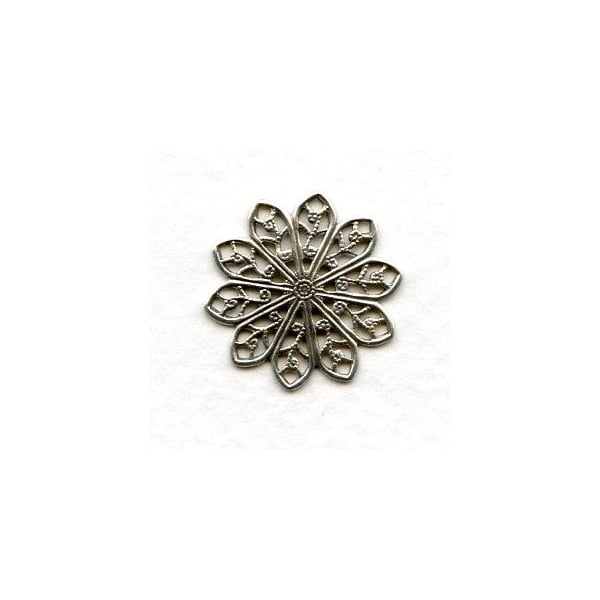 Round Filigree 20mm Connectors Oxidized Silver (6)