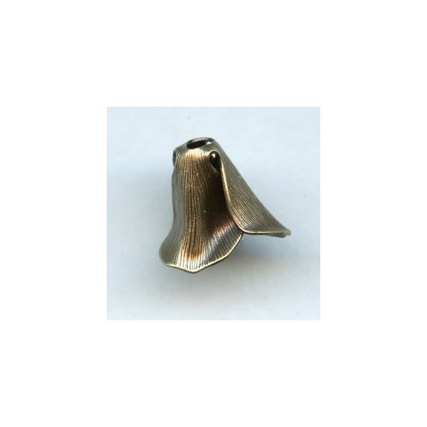 Textured Petal Flower 12mm Bead Caps Oxidized Brass (6)