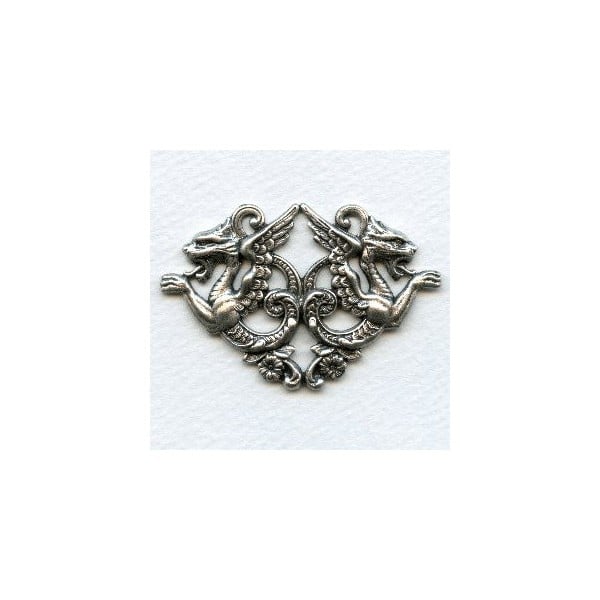 Chimaeras Plaque Oxidized Silver 58mm (1)