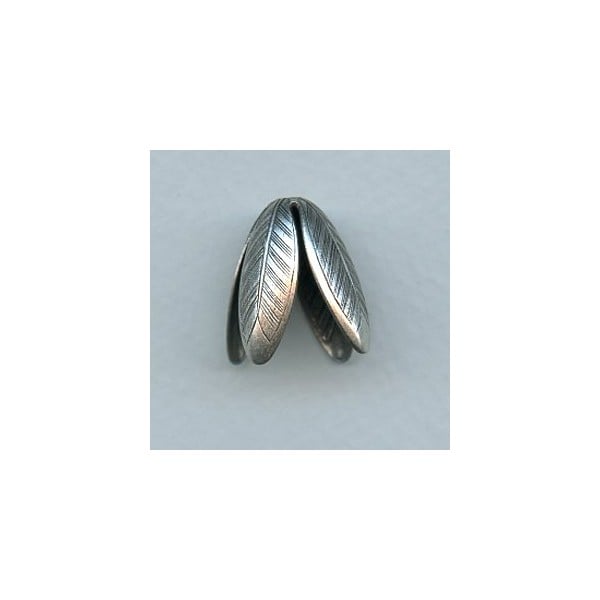 Leaves or Petals 19mm Bead Caps Oxidized Silver (2)