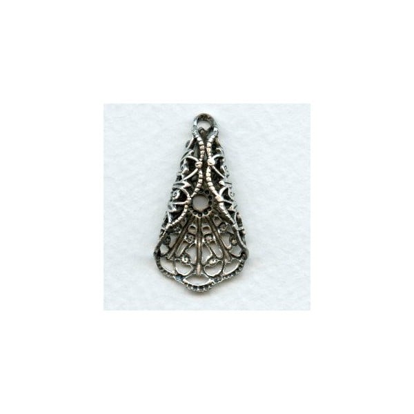 Filigree Ornate Fan Fold 29x15mm Oxidized Silver (2)