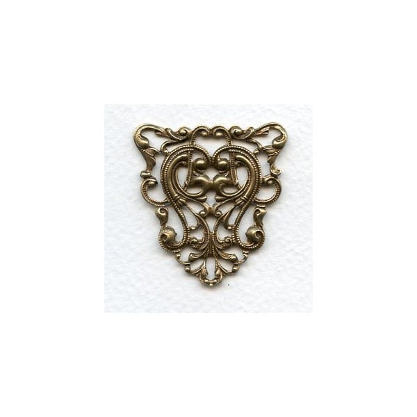 Filigree Ornate Triangle 40mm Stamping Oxidized Brass