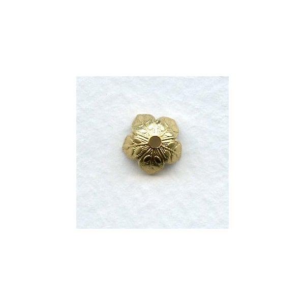 Leaf-Embossed Bead Caps 8mm Raw Brass (12)