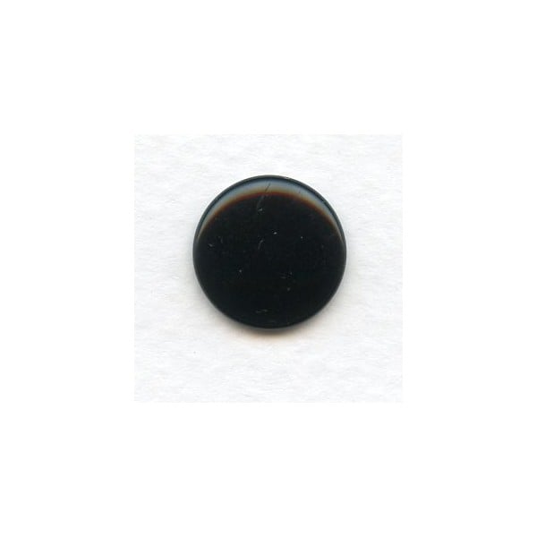 ^Jet Glass Cabochons Round Buff-Tops 15mm