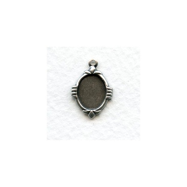 Elegant Setting Pendants 10x8mm Oxidized Silver (12)
