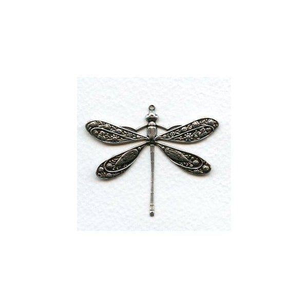 Victorian Style Dragonfly Oxidized Silver 41mm (1)