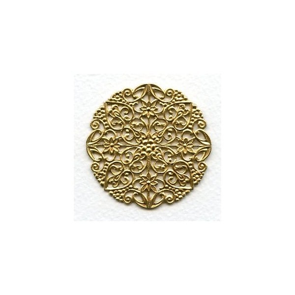 Ornate Round Flat Filigree Raw Brass 51mm (1)