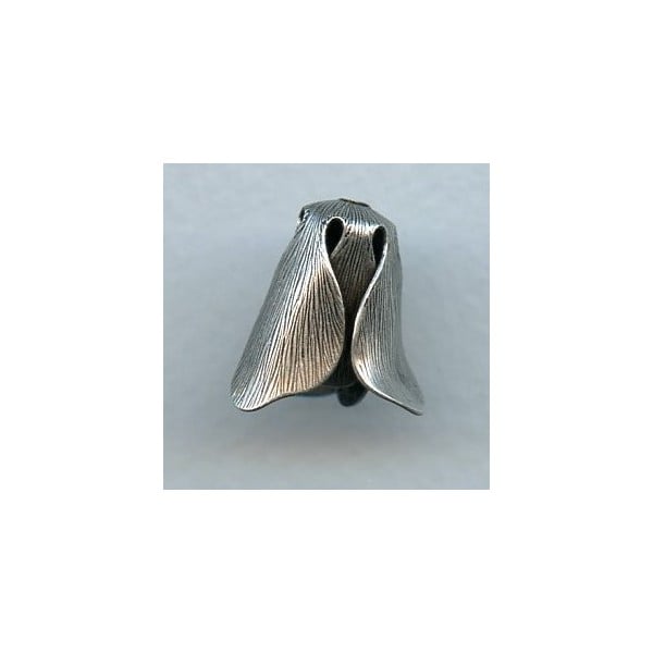 Textured Petal Flower 16mm Bead Caps Oxidized Silver (3)