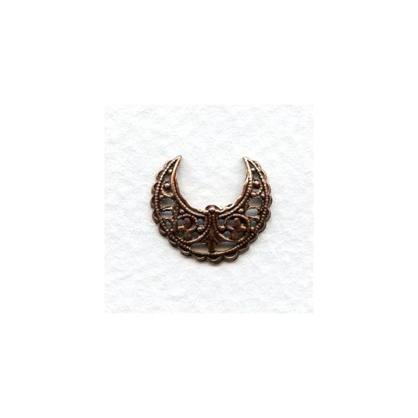 Smaller Half Moon Filigree Oxidized Copper 17mm (6)