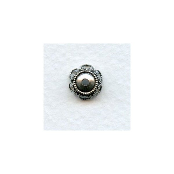 Elegant Filigree Bead Caps 9mm Oxidized Silver (12)