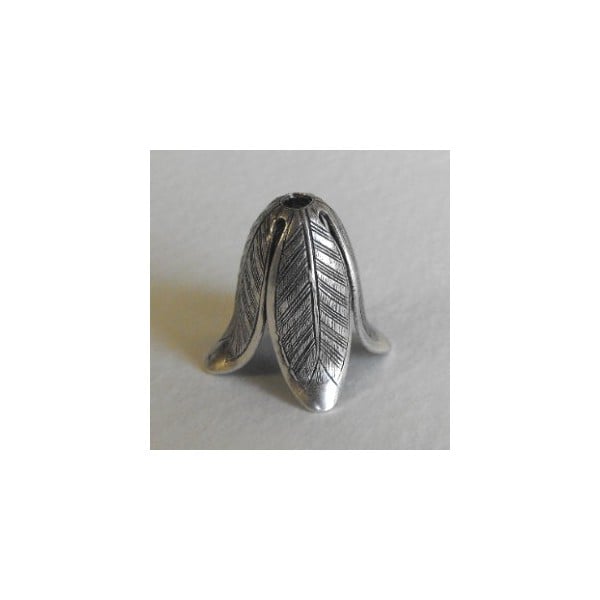 Leaves or Petals 18mm Bead Caps Oxidized Silver (2)