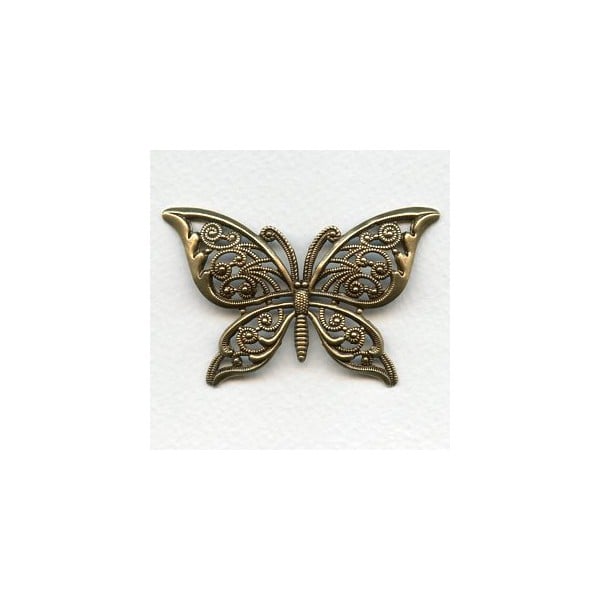 Ornate Filigree Butterfly Oxidized Brass 65mm (1)