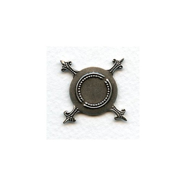 Flat Turtle Settings 19mm Base Oxidized Silver (12)