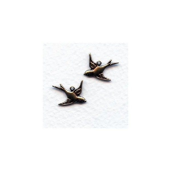 Flying Bird Pendants Oxidized Brass (6 sets)