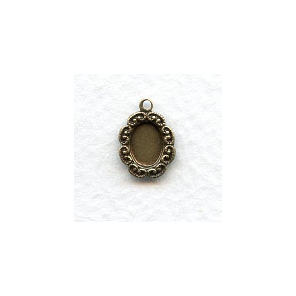 Ruffled Edge Settings Oxidized Brass 7x5mm (12)