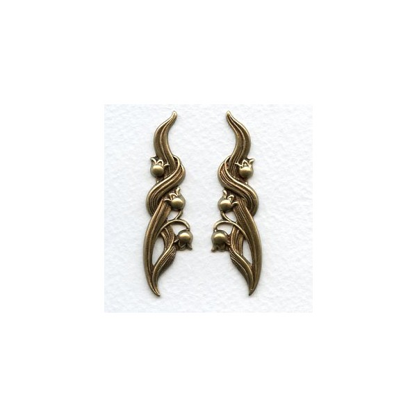 Lily of the Valley Flourishes Oxidized Brass (1 set)