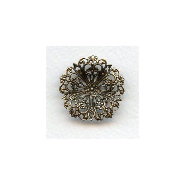 Flower Dapt Round Filigree 29mm Oxidized Brass (3)
