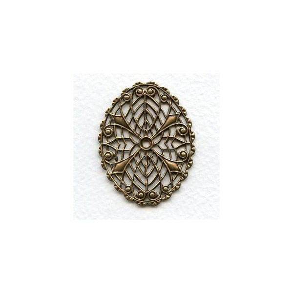 Elegant Oval Filigree Oxidized Brass 45x35mm (1)